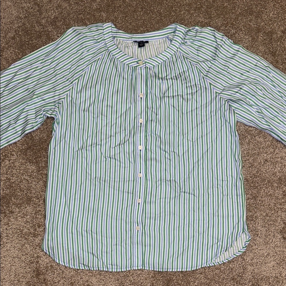 Ann Taylor Green and Blue Striped Blouse - XS. I